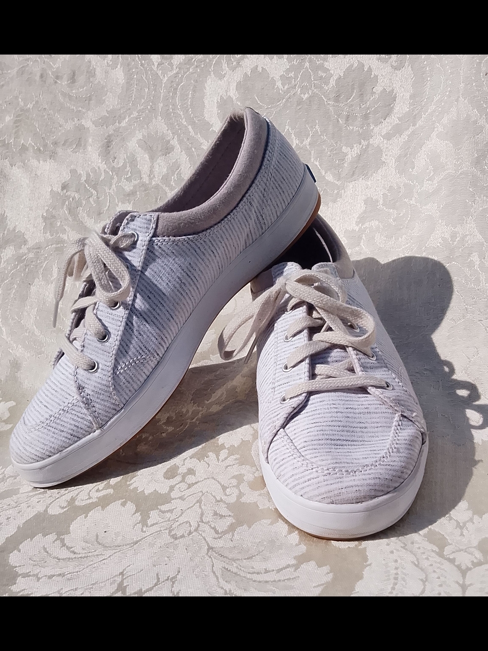 Keds Kickstart Corduroy Pinstripe Sneakers Women’s 6 Gray Casual Low Top Comfort